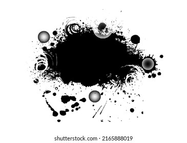 Paint stains black blotch background. Grunge Design Element. Brush Strokes. Frame for text. Vector illustration