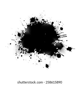 Paint Stains Black Blotch Background. Vector