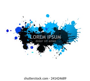 Paint stains blue black.  Vector 