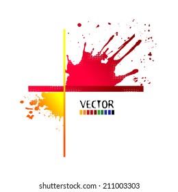 Paint stains frame cross. Vector
