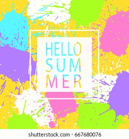 Paint stains. Grunge background. Ink splatter poster. Poster design. Spray drops. Blots and splashes. Liquid stains banner or cover. Abstract vector template for design.