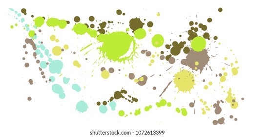 Paint stains grunge background vector. Cool ink splatter, spray blots, dirty spot elements, wall graffiti. Watercolor paint splashes pattern, smear fluid stains splatter backdrop.
