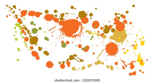 Paint stains grunge background vector. Abstract ink splatter, spray blots, mud spot elements, wall graffiti. Watercolor paint splashes pattern, smear fluid stains spots background.