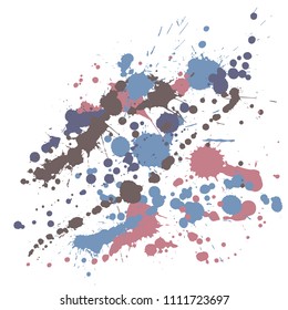 Paint stains grunge background vector. Scribble ink splatter, spray blots, mud spot elements, wall graffiti. Watercolor paint splashes pattern, smear fluid stains spots background.