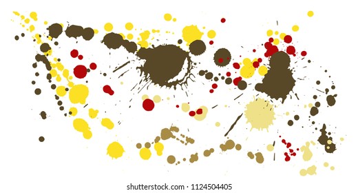Paint stains grunge background vector. Vintage ink splatter, spray blots, dirty spot elements, wall graffiti. Watercolor paint splashes pattern, smear fluid stains splatter background.