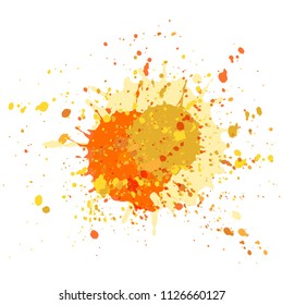 Paint stains grunge background vector. Colored ink splatter, spray blots, mud spot elements. Watercolor paint splashes pattern, smear fluid stains spots backdrop. - Shutterstock ID 1126660127