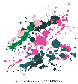 Paint stains grunge background vector. Cool ink splatter, spray blots, dirt spot elements, wall graffiti. Watercolor paint splashes pattern, smear fluid stains splatter backdrop.