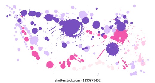 Paint stains grunge background vector. Scribble ink splatter, spray blots, dirty spot elements, wall graffiti. Watercolor paint splashes pattern, smear liquid splats stains background.