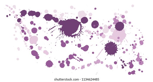Paint stains grunge background vector. Funky ink splatter, spray blots, dirt spot elements, wall graffiti. Watercolor paint splashes pattern, smear fluid stains spots backdrop.