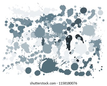 Paint stains grunge background vector. Mottled ink splatter, spray blots, dirt spot elements, wall graffiti. Watercolor paint splashes pattern, smear fluid stains splatter backdrop.