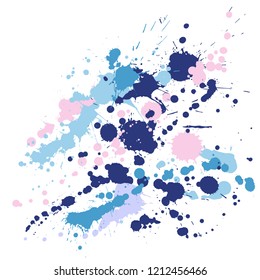 Paint stains grunge background vector. Hipster ink splatter, spray blots, mud spot elements, wall graffiti. Watercolor paint splashes pattern, smear liquid stains spots background.