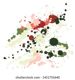 Paint stains grunge background vector. Decorative ink splatter, spray blots, mud spot elements, wall graffiti. Watercolor paint splashes pattern, smear fluid stains spots background.