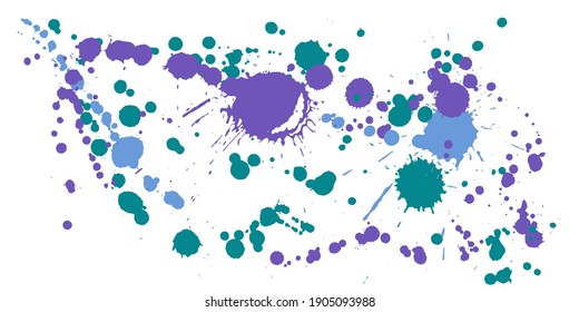 Paint stains grunge background vector. Vintage ink splatter, spray blots, dirt spot elements, wall graffiti. Watercolor paint splashes pattern, smear fluid stains spots backdrop.