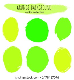 Paint stains grunge collection. Set of colorful grungy hand drawn brush strokes isolated on white. Abstract ink texture, design elements, borders or frames. Brush strokes set backgrounds.