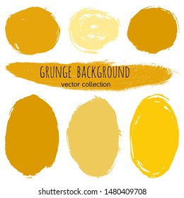 Paint stains grunge collection. Set of colorful grungy hand drawn brush strokes isolated on white. Abstract ink texture, design elements, borders or frames. Brush strokes set backgrounds.