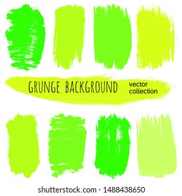 Paint stains grunge collection. Set of colorful grungy hand drawn brush strokes isolated on white. Abstract ink texture, design elements, borders or frames. Brush strokes set backgrounds.