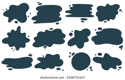 Paint stains and ink blots hand drawn set