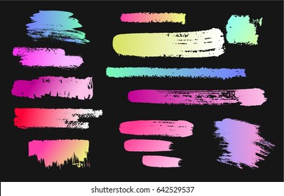 Paint stains black chalkboard Set elements graffiti style  Holographic paint  Neon marker  Watercolor blob  spray  drop   The stroke the ink    pastel chalk  Brushes  borders  elements 
