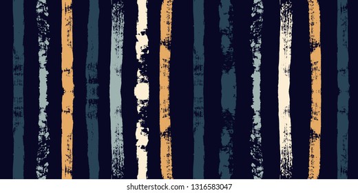 Paint stripe seamless pattern. Geometric striped graphic background. abstract ink brush strokes. grunge stripes, trendy paintbrush line on black. texture lines backdrop - Vector 