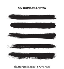 Paint Stripe . Vector Brush Stroke . Distressed Banner . Black Isolated Paintbrush Collection . Modern Textured Shape . Dry Border In Black