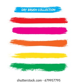 Paint stripe . Vector brush Stroke . Distressed banner. Colorful isolated paintbrush collection. Modern Textured shape. Dry border in colorful