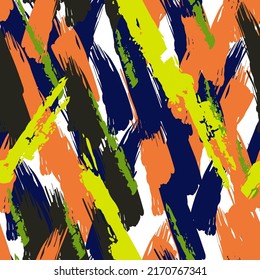 Paint Stripe Vector Seamless Pattern. Color Stripe Retro Texture. Geometric Line Brush Background. Abstract Fabric Print.