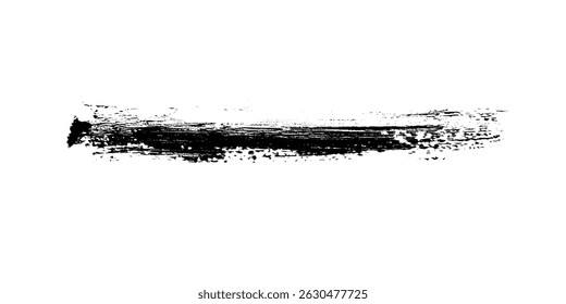 Pincel de trazo de pintura, línea o textura sobre fondo blanco.