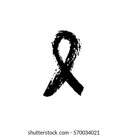 Paint stroke isolated on a white background. Aids awareness ribbon. Vector sign.