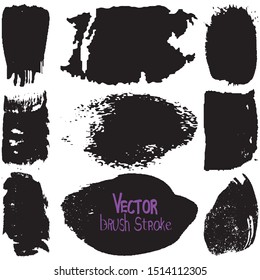Paint strokes with a dry brush on a white background. Vector grunge texture with space for text. Dirty spots isolated