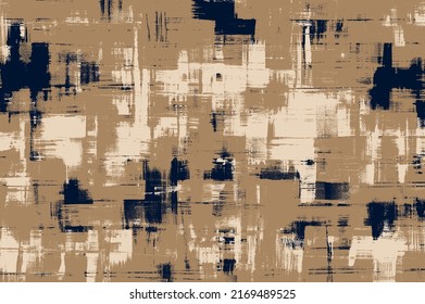 Paint strokes, ochre painting on canvas. Dirty oil painted art, dark vector texture. Abstract grungy background, hand drawn cover, backdrop