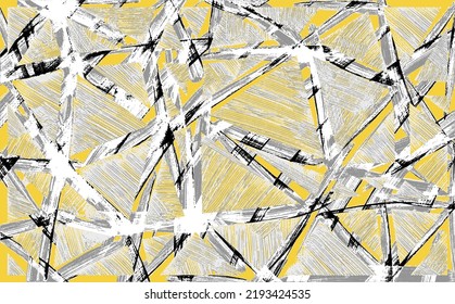 Paint strokes, Malerei auf Leinwand. Schmutziges Öl, schwarz-weißer Birke, Vektorstruktur. Abstrakter, graugrauer und gelber Hintergrund, hellhandgezeichnet, Hintergrund