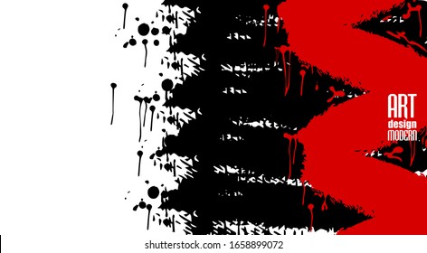 Pintura de trazos en rojo y negro sobre fondo blanco