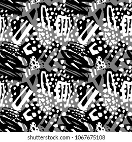 Paint strokes seamless pattern.Artistic design with authentic,unique scrapes, watercolour blotted background for funky summer trendy apparel, t-shirts,textile