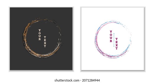 Paint strokes. Zen ink circle emblem. Multi-colored circular strokes with ink or paint. Design template for banners, posters, booklets, covers, magazines. EPS 10