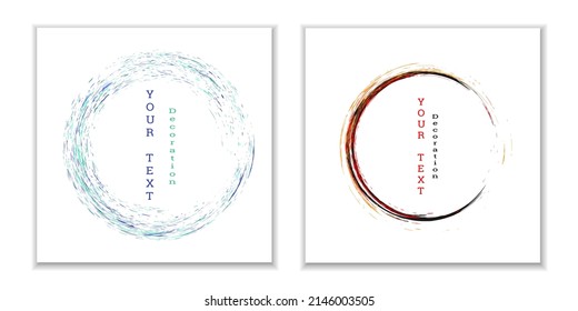 Paint strokes. Zen ink circle emblem. Multi-colored circular strokes with ink or paint. Design template for banners, posters, booklets, covers, magazines. EPS 10