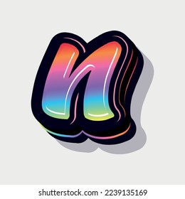 Paint style 3d small letter n