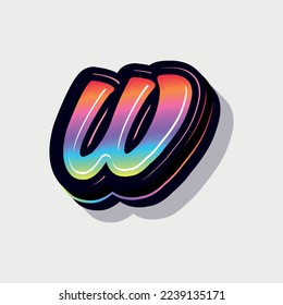 Paint style 3d small letter w