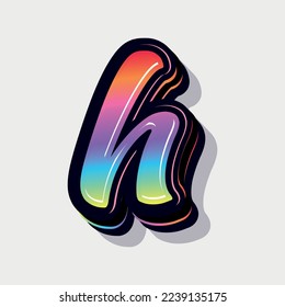 Paint style 3d small letter h