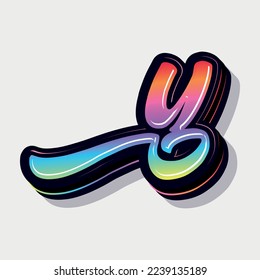 Paint style 3d small letter y