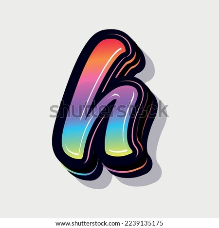 Paint style 3d small letter h