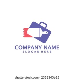 Paint with Suitcase logo design vector. Suitcase logo design template concept