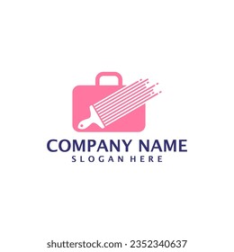 Paint with Suitcase logo design vector. Suitcase logo design template concept