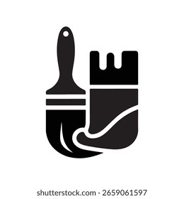 Muestra de pintura y pincel Icono de logotipo Ilustración plana