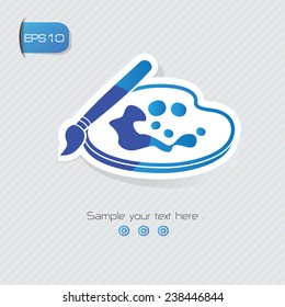 Paint symbol,sticker design,blue version,clean vector