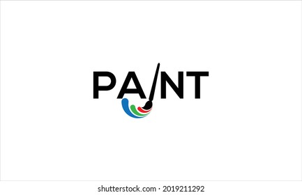 Paint text logo with Red Green Blue  paint brush in black colour and flat minimal vector logo style or  ART   Typography  logos symbol