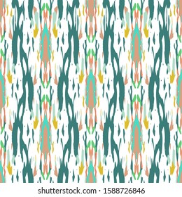 Paint Texture. Shibori, Staining Ornament. Geo Art. Endless Repeat Painting.  Green Yellow Summer Ancient Modern Rug.  Organic Natural Paint Tile.