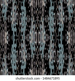 Paint Texture. Shibori, Staining Seamless Pattern. Geo Texture. Hand Drawn Painted. Black Gray Vintage Folk Folklore Woven.  Geometrical Woven Tie dye Element.