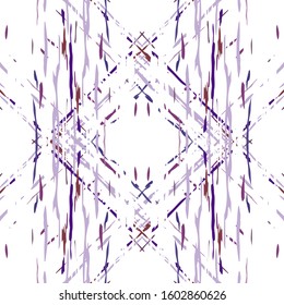 Paint Texture. Shibori, Staining Seamless Pattern. Geo Texture. Hand Drawn Painted. Lilac Violet Ancient Modern Native Rug.  Natural Watercolor Shibori Print.