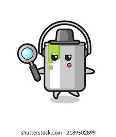 paint tin cartoon character searching with a magnifying glass , cute style design for t shirt, sticker, logo element