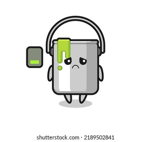 paint tin mascot character doing a tired gesture , cute style design for t shirt, sticker, logo element